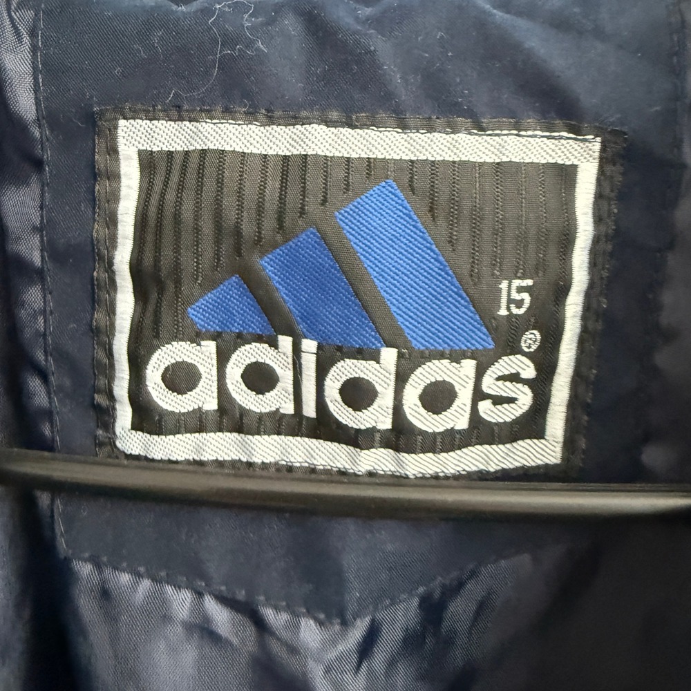 Vintage Adidas Windbreaker Jacket Navy Blue Grey Logo Track Sportswear sz 2XL - Picture 7 of 9
